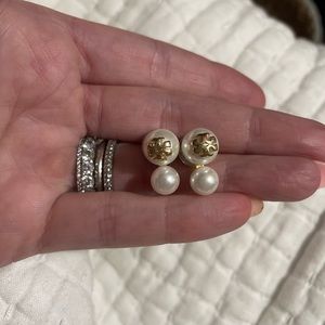 Tory Burch Pearl Earrings with original backs